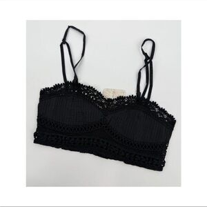 Free People Intimately Black Lace Smocked Bralette